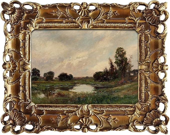 FOLKOR Vintage Canvas Wall Art Decor for Hallway Entryway Staircase, Vintage Countryside Landscape Prints with Gold Picture Frame, Retro Wall Decor for Desk Table Shelf Gallery Wall Decoration, 4x6