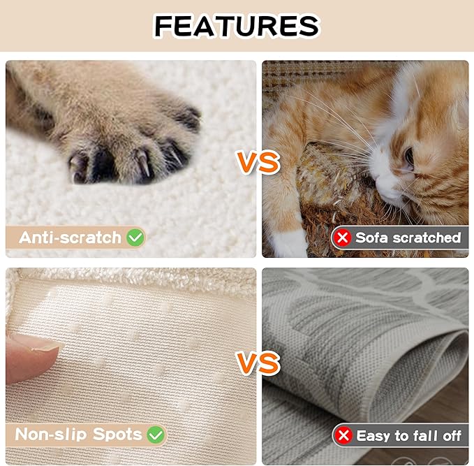 MEETSKY Couch Cover for 3 Cushion Cat Scratch Proof Couch Protector Washable Sofa Covers Sectional Couch Covers for Dogs Soft L Shape Sofa Slipcover for Pets Kids, 91" x 134", Creamy White