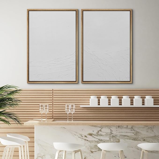 SIGNWIN Framed Canvas Print Wall Art Set Geometric Gray Pastel Color Field Landscape Abstract Shapes Illustration Modern Art Minimalism Decorative for Living Room, Bedroom, Office - 24"x36"x2 Natural