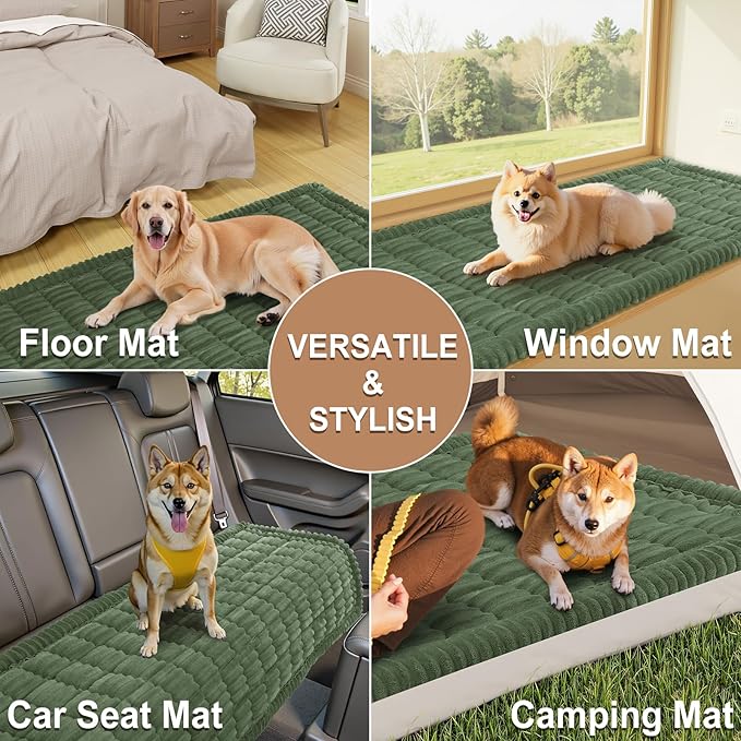 Smiry Couch Cover for Dogs Washable, Non Slip Fuzzy Pet Couch Covers for 3 Cushion Sofa Pet Friendly, Thick Soft Sofa Slipcovers Cushion Protector (Dark Green, 27.6" x 88")