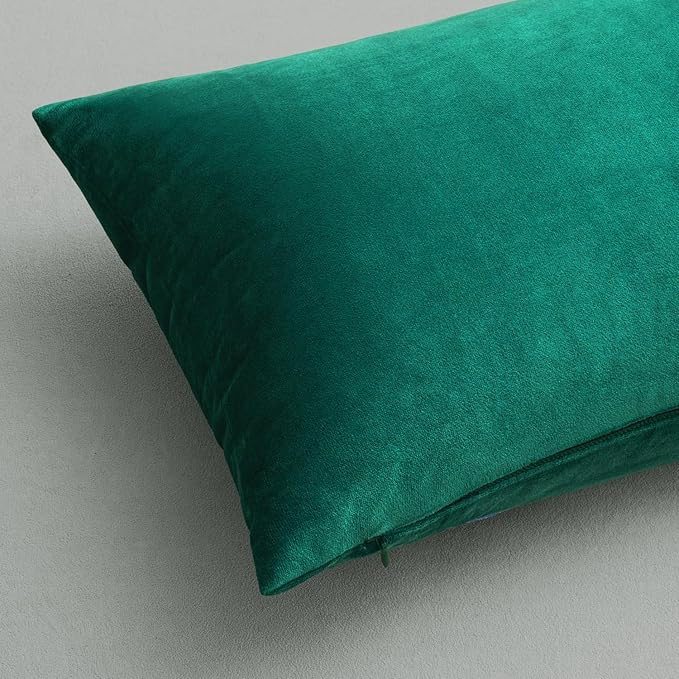 MIULEE Pack of 2 Green Velvet Throw Pillow Covers 22x22 Inch Soft Solid Christmas Decorative Square Cushion Cases for Couch Sofa Bedroom