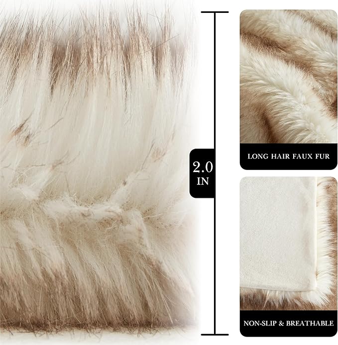 Hyde Lane Faux Fur Throw Blanket - Ultra Long Pile, Luxury Fluffy Fox Golden with Brown Tipped Blankets for Home Decor, Fuzzy Plush Animal Color Throws As a for Women, 60x80