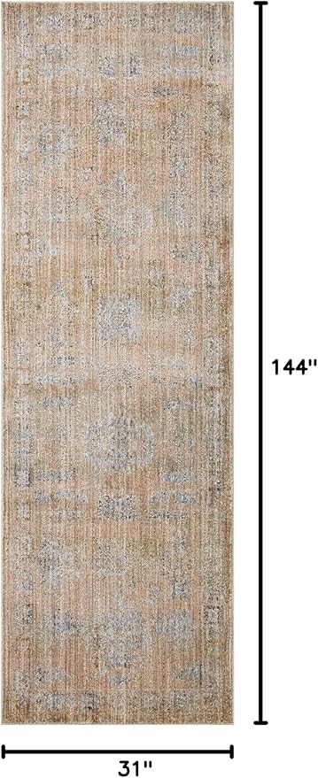 Loloi Jean Stoffer Katherine Collection KES-04 Copper/Steel 2'-7'' x 12'-0'', .25" Pile Height, Runner Rug