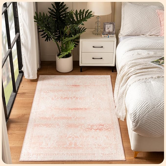 Istana 3x5 Area Rug - Pink Modern Rugs for Living Room 3x5 - Foldable Rugs for Bedroom/Living Room Rug - Stain Resistant Washable Rug - Eco-Friendly Small Area Rugs