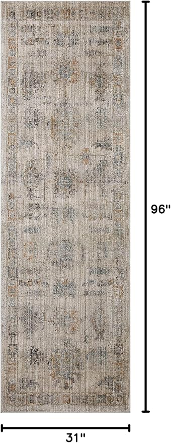 Loloi Jean Stoffer Katherine Collection KES-04 Pebble/Ocean 2'-7'' x 8'-0'', .25" Pile Height, Runner Rug