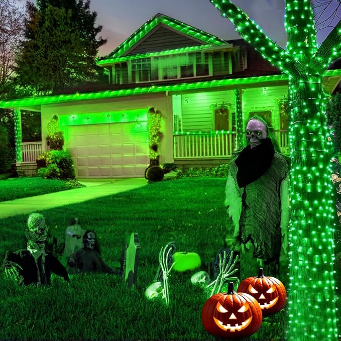 Kwaiffeo Green Fairy Lights, 100FT 300LED Green String Lights Outdoor Indoor, 8 Modes Connectable Light for Christmas Halloween Yard Tree Decor