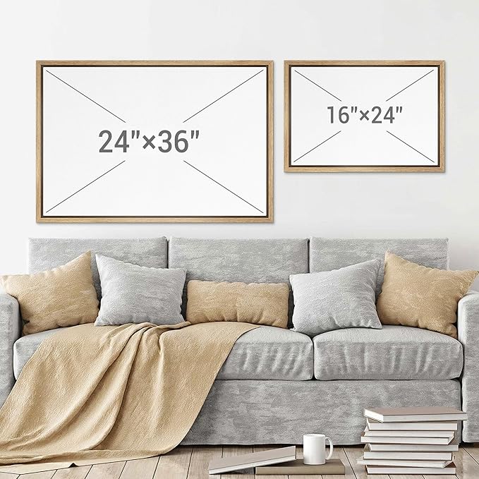 SIGNWIN Framed Canvas Print Wall Art Set Mid-Century Brown Polygon Landscape Abstract Shapes Digital Art Modern Art Decorative Minimalism Vintage for Living Room, Bedroom, Office - 24"x36"x2 Natural