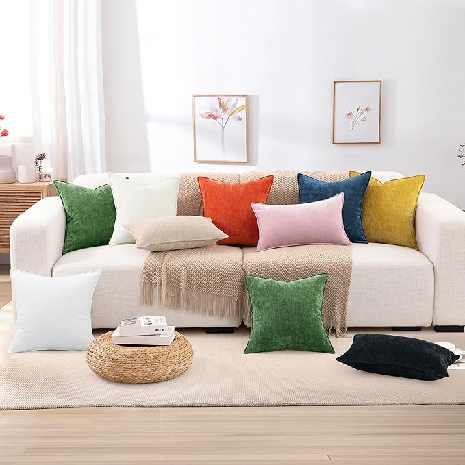 decorUhome Christmas Couch Throw Pillow Covers 12x20 Set of 2, Decorative Soft Euro Velvet Neutral Chenille Lumbar Pillow Covers with Elegant Design for Sofa Bed Living Room Home Decor, Ultimate Gray