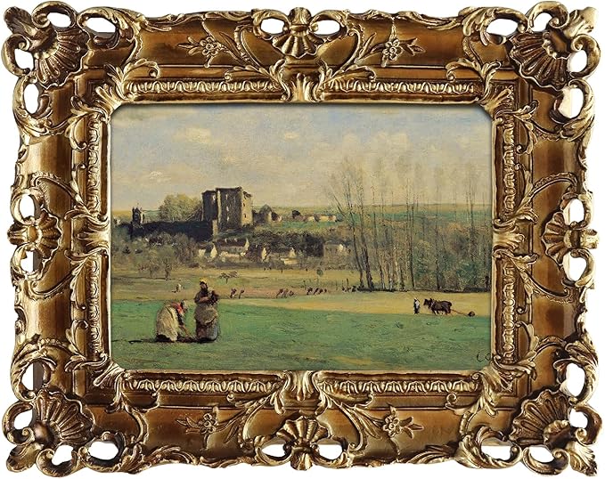 FOLKOR Vintage Canvas Art Prints for Living Room, French Countryside Picture Print for Bedroom Decoration, Antique Gold Paintings Posters for Home Office Birthday Christmas Gift, 4x6