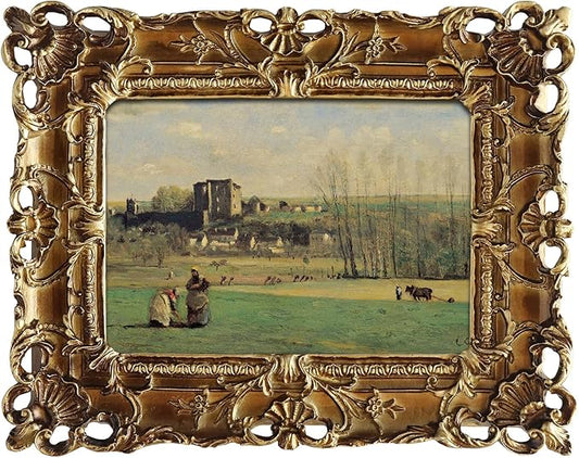FOLKOR Vintage Canvas Art Prints for Living Room, French Countryside Picture Print for Bedroom Decoration, Antique Gold Paintings Posters for Home Office Birthday Christmas Gift, 4x6