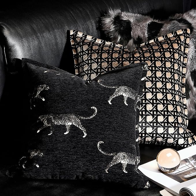 Throw Pillow Cushion Cover 18x18 Inch, Double Sided Leopard Cheetah Pattern Pillowcase, Modern Style Accent Pillow Covers for Bed Couch Sofa Living Room Bedroom