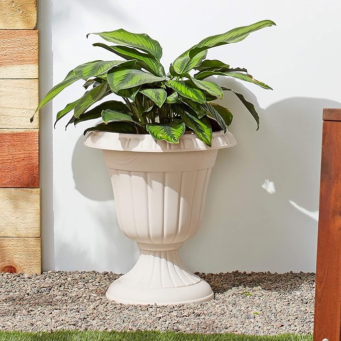 Arcadia Garden Products Classic Traditional Plastic Urn Planter Indoor/Outdoor