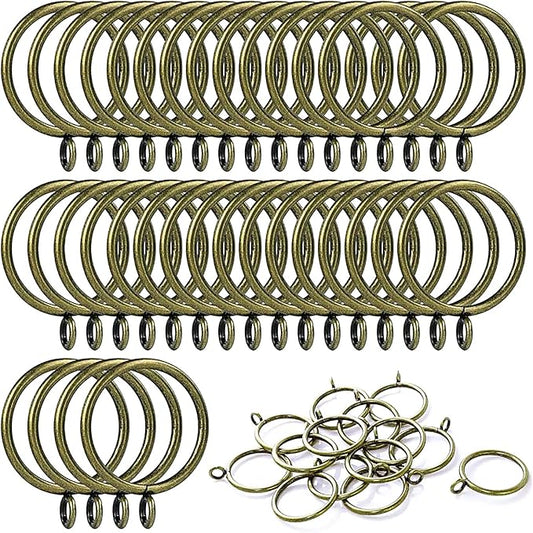 42 PCS Curtain Rings, 1.5 inch Metal Curtain Drape Sliding Eyelet Rings-Hanging Rings for Curtains and Rods, Fits Up to 1 1/4-Inch Rod, Antique Bronze(Clips Not Included)