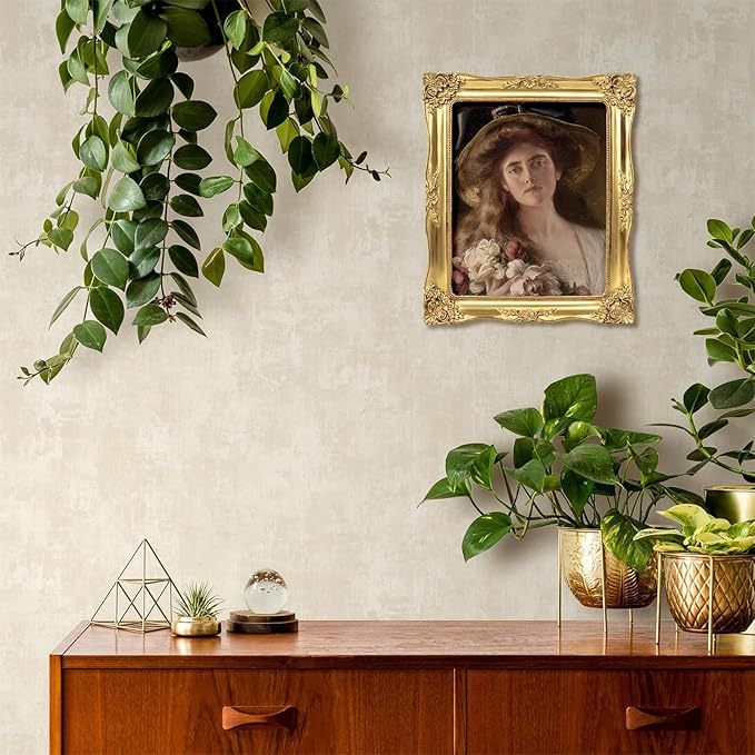 8x10 Picture Frame Gold Vintage Picture Frames Baroque Antique Ornate Victorian for Wall or Tabletop Display, Fits 8x10 or 5x7 Photo with Mat