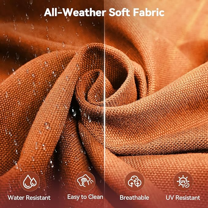 6" Thick Outdoor Cushions 24x24x6, 10-Set Deep Seat Patio Cushions with Removable Cover, Waterproof & Fade Resistant Replacement for Wicker Chair, Loveseat, Sofa - Orange