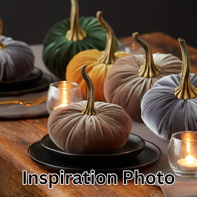 Your Heart's Content Set of 4 Small Velvet Pumpkins, Indigo Blue Decor, Gift Our Little Pumpkin Baby Shower Decorations boy, White Pumpkin Centerpiece, Navy (Sm 2Indigo Navy Ivory)