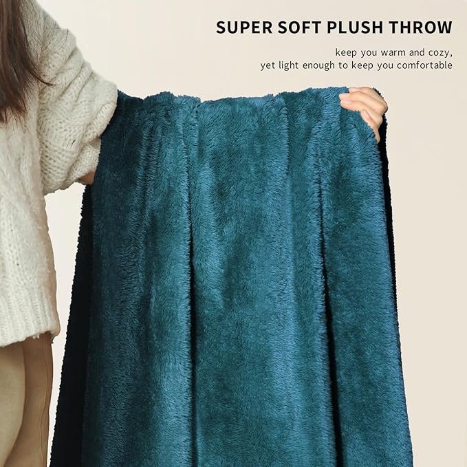 Plush Fleece Throw Blanket for Couch and Bed, Fluffy Fuzzy Cozy Soft Blankets All Season Use (50x60 Inches,Teal)
