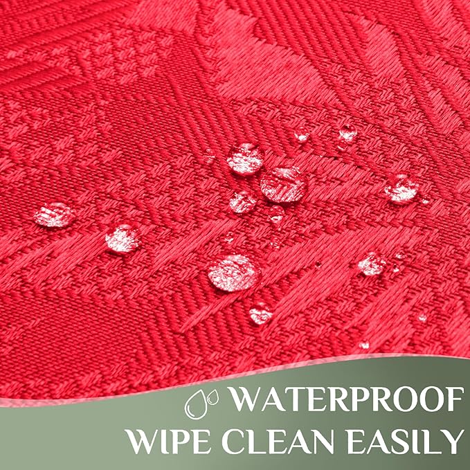 Rectangle Christmas Jacquard Table Cloth Waterproof Elegant Damask Floral Pattern Heavy Weight Wipeable Wrinkle Free Fabric Table Covers for Dinner or Daily Uses(Dark Red/60x120 Inch)