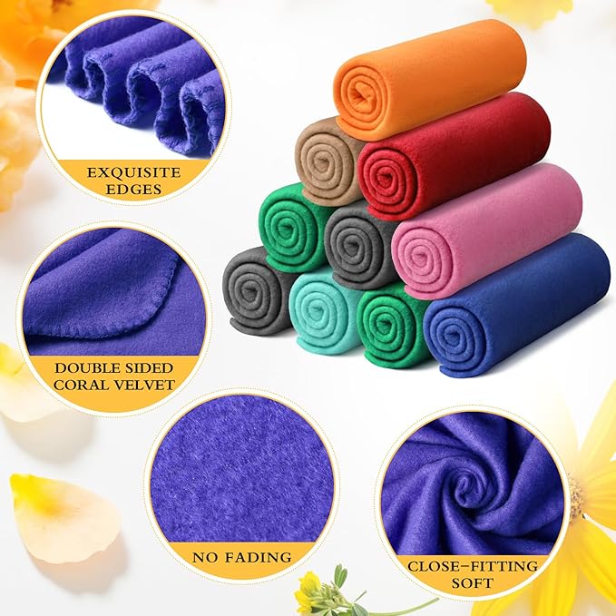 Kinlop Fleece Blanket Bulk 60 x 50 Inch Soft Lightweight Fleece Cozy Blanket Warm Throw Plush Pet Throw for Bed Couch Sofa Home Office Wedding Gifts Travel Camping(Novel Color,40 Packs)