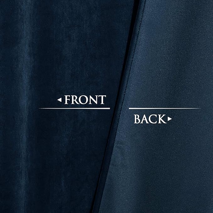 StangH Super Soft Velvet Curtains - Luxury Decoration Navy Blue Velvet Drapes 2 Panel Set Thermal Insulated Blackout Curtains for Office/Studio/Dining Room, W52 x L96 inches, 2 Panels