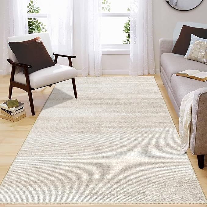Enkor Area Rugs 4x6 Washable Non Slip Abstract Soft Rugs for Living Room Bedroom, Modern Mat for Kitchen Entryway Beige & White