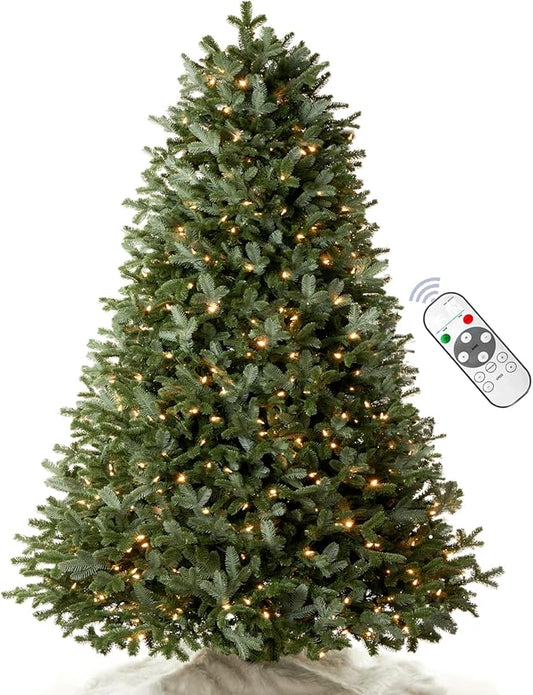 6FT Pre-lit Christmas Tree Premium Artificial Fir Remote Control with 400 Warm White & Multi-Color Lights, Hinged/Feel Real/Realistic/Full Fir Dual Color Xmas Tree 6 Feet Outdoor Festive Holiday