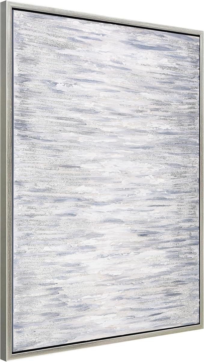 Empire Art Direct Gray Field II Textured Glitter Hand Painted Framed Canvas Wall Art, Ready to Hang, Living Room, Bedroom & Office, 30"x40"x1.5"