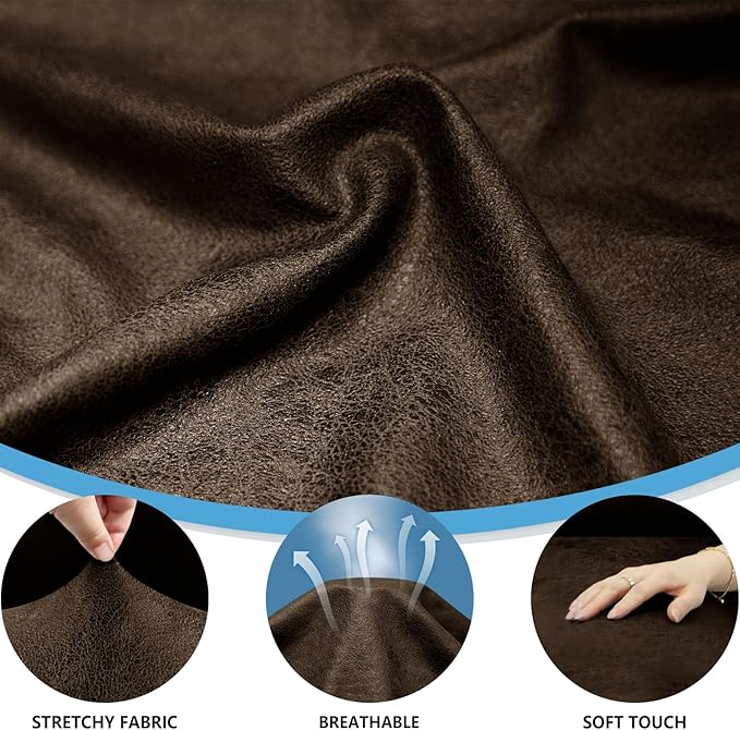 Chair Covers 4-Pieces Recliner Chair Covers 1 Seater Cover for Recliner Chair Leather Look Recliner Slipcovers with Pockets Spandex Fabric Furniture Covers(XL Recliner, Coffee)