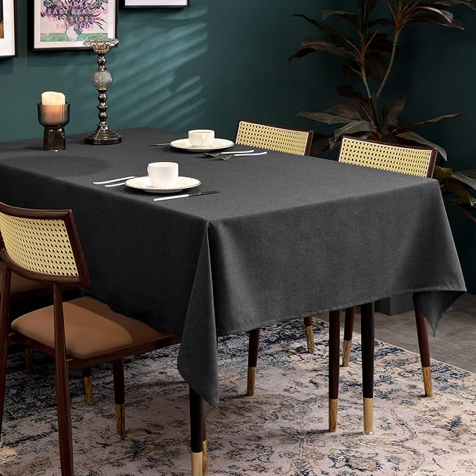 BALCONY & FALCON Table Cloth for 6 Foot Rectangle Tables – Waterproof, Wrinkle-Free Farmhouse Tablecloth for Dining, Kitchen, Wedding, Baby Shower & Holiday Gatherings (Dark Gray, 57" x 118")