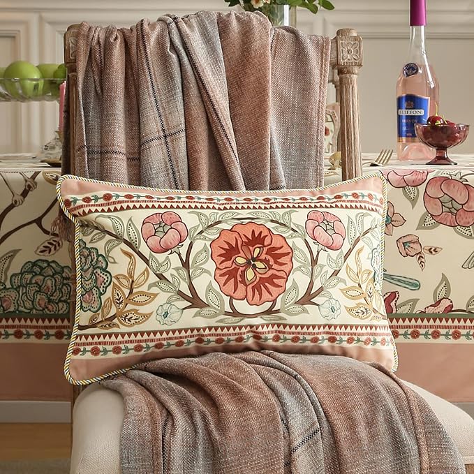 patdrea Velvet Euro Sham Decorative Throw Pillow Covers Set Soft Durable Cushion Cases Pillowcase for Couch Bedroom Car (2 Pack Pink Floral Rectangle)