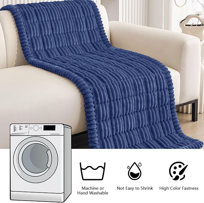 Smiry Couch Cover for Dogs Washable, Non Slip Fuzzy Pet Couch Covers for 3 Cushion Sofa Pet Friendly, Thick Soft Sofa Slipcovers Cushion Protector (Navy Blue, 27.6" x 59")