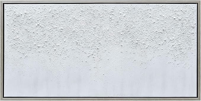 Empire Art Direct Abstract Wall Art Textured Hand Painted Canvas by Martin Edwards, Champagne Frame, 24" x 48", White Snow B