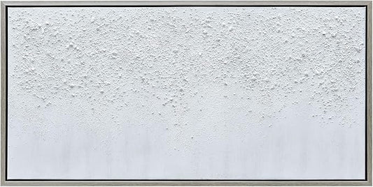 Empire Art Direct Abstract Wall Art Textured Hand Painted Canvas by Martin Edwards, Champagne Frame, 24" x 48", White Snow B