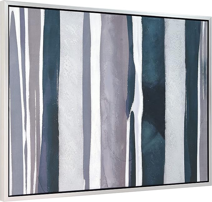 Empire Art Direct Abstract Wall Art Textured Hand Painted Canvas by Martin Edwards, Champagne Frame, 40" x 30", Cobalt Streaks 2