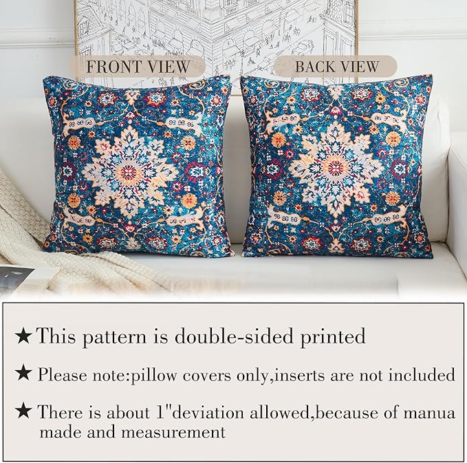 Boho Throw Pillow Covers 26x26 inch Set of 2,Boho Vintage Carpet Pattern Antique Ethnic Decor Double Sided Pattern Cushion Cover Soft Pillow Case Living Sofa Room Bed Square Pillow Cover