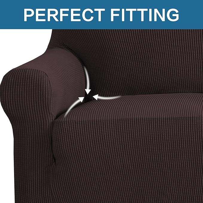 H.VERSAILTEX Armchair Cover High Stretch Sofa Slipcover 1 Piece Couch Covers for Sofa Durable Spandex Fabric Non Skid Machine Washable(Armchair 31"-40", Chocolate)