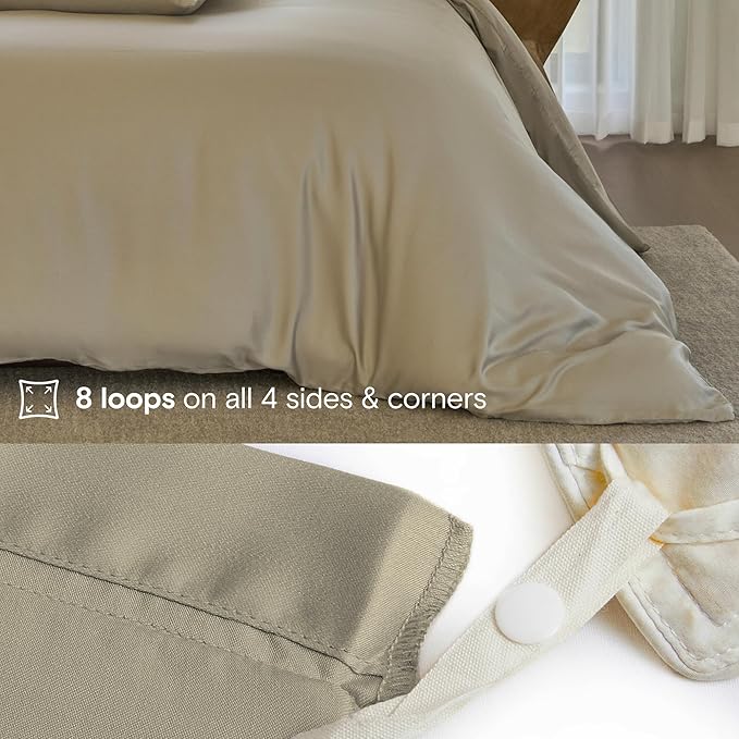 DOZ Duvet Cover Set, 100% Viscose derived from Bamboo, Organically Grown, Buttery Soft, Cooling Duvet Covers, High GSM, 1 Duvet Cover and 1 Pillowcase, 70"x90" (Fog, Twin/Twin XL)