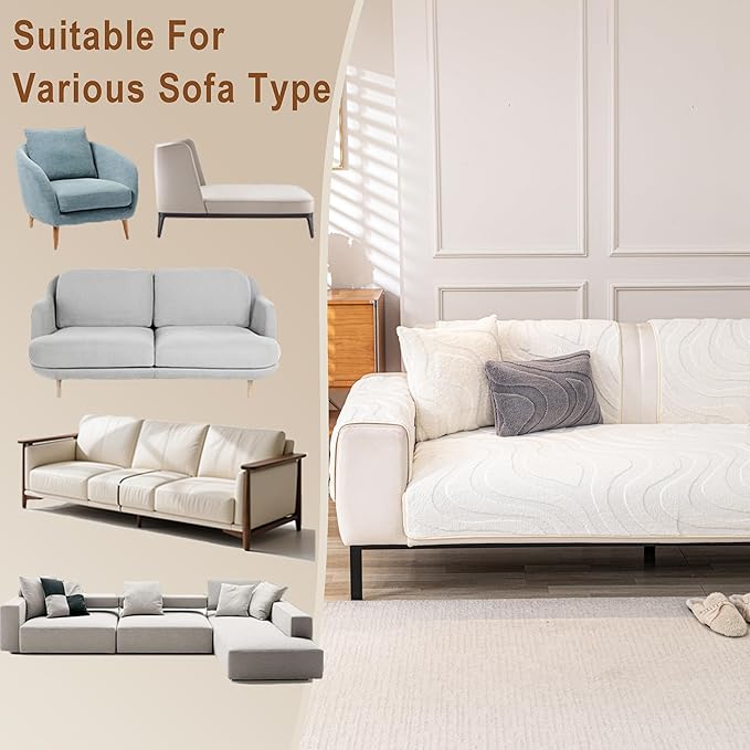 Couch Arm Covers,Velvet Fleece Vintage Couch Covers for Sofa, Anti-Slip Armchair Sofa Slipcovers Furniture, Armrest Pads, Pet Friendly Couch Protector for Dogs Washable (1PC, White, 28"X28")