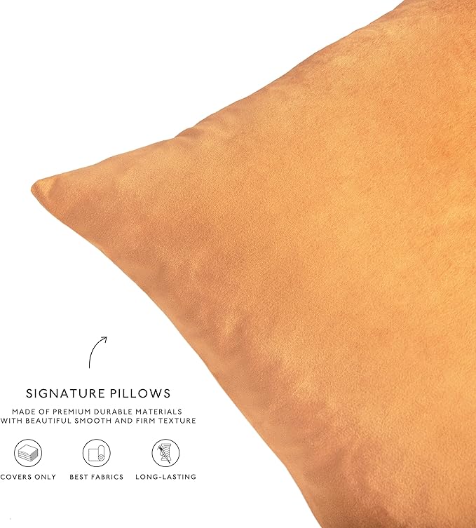 MONDAY MOOSE Decorative Throw Pillow Covers Cushion Cases, Set of 4 Soft Velvet Modern Designs, Mix and Match for Home Decor, Pillow Inserts Not Included (12x20 inch, Yellow/Pink)