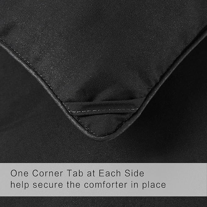COHOME Quilted King Size Comforter - All-Season Down Alternative Duvet Insert - Luxury Hotel Soft Breathable Black Comforter with Anti-Clump Tech & 8 Tabs- Reversible - Gift for Women & Men （90"x102"）