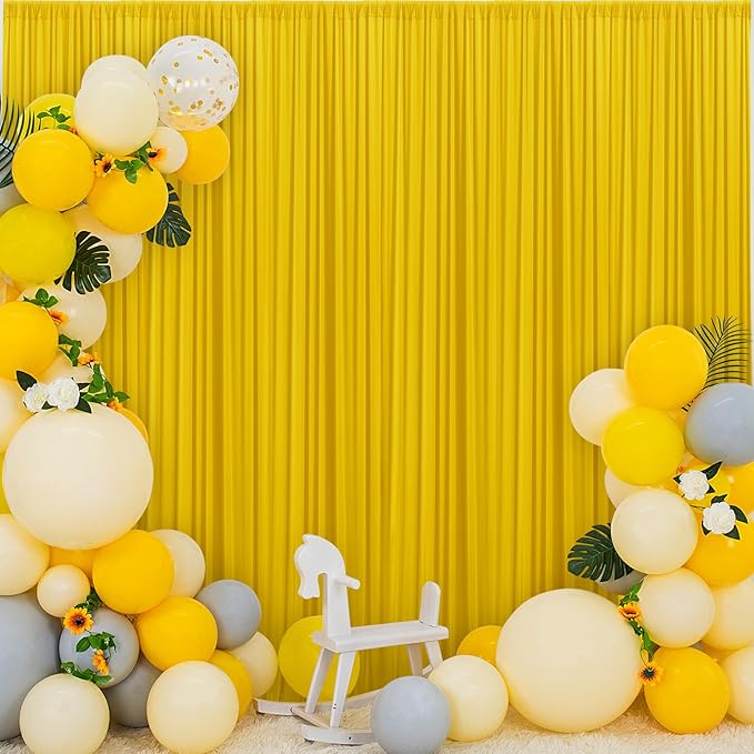 30ft x 10ft Wrinkle Free Yellow Backdrop Curtains for Parties, Thick Polyester Lemon Backdrop Drapes for Birthday Party Wedding Photography Background Baby Shower