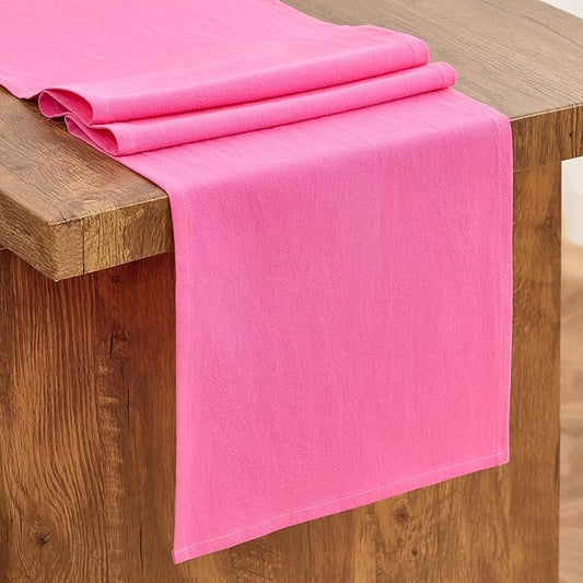 Letjolt Rose Pink Table Runner 72 Inches Long Rustic Table Runner Cotton Runner Plain Table Decor
