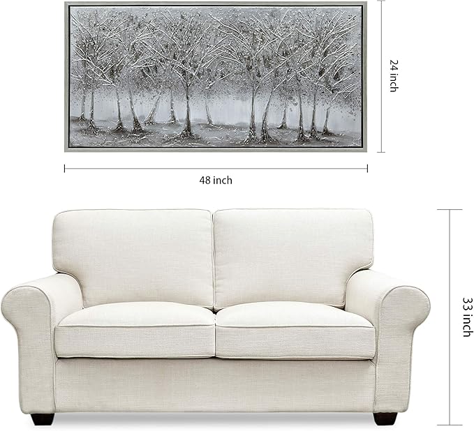 Empire Art Direct Abstract Wall Art Textured Hand Painted Canvas by Martin Edwards, Champagne Frame, 24" x 48", Solitary Field