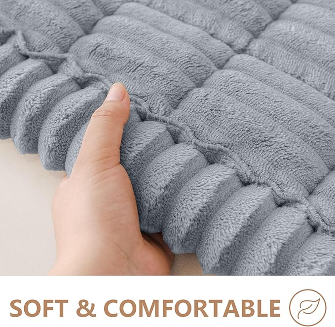 Smiry Couch Cover for Dogs Washable, Non Slip Fuzzy Pet Couch Covers for 3 Cushion Sofa Pet Friendly, Thick Soft Sofa Slipcovers Cushion Protector (Grey, 27.6" x 47")
