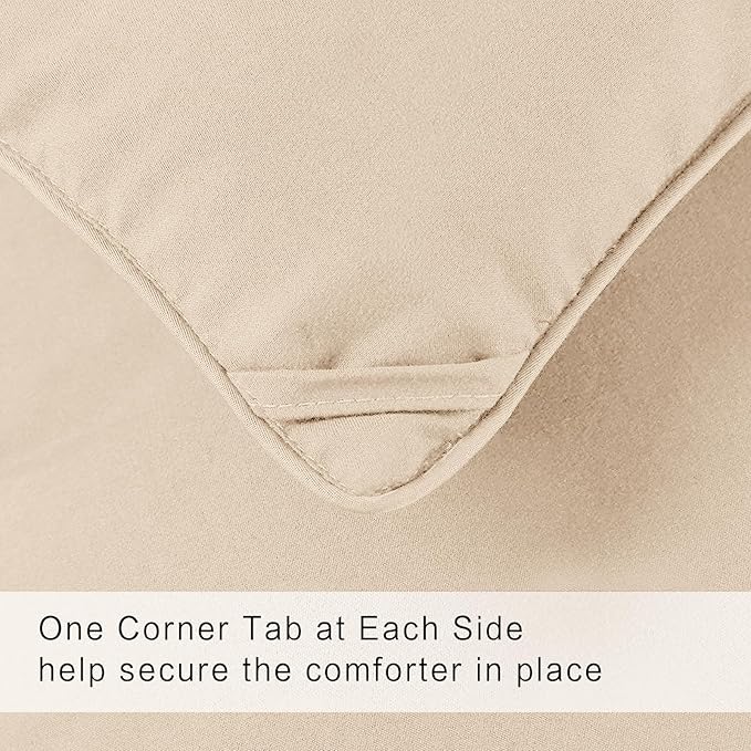 COHOME Quilted Twin/Twin XL Size Comforter - All-Season Down Alternative Duvet Insert - Luxury Hotel Soft Breathable Beige Comforter with Anti-Clump Tech & 8 Tabs- Reversible（64"x88"）