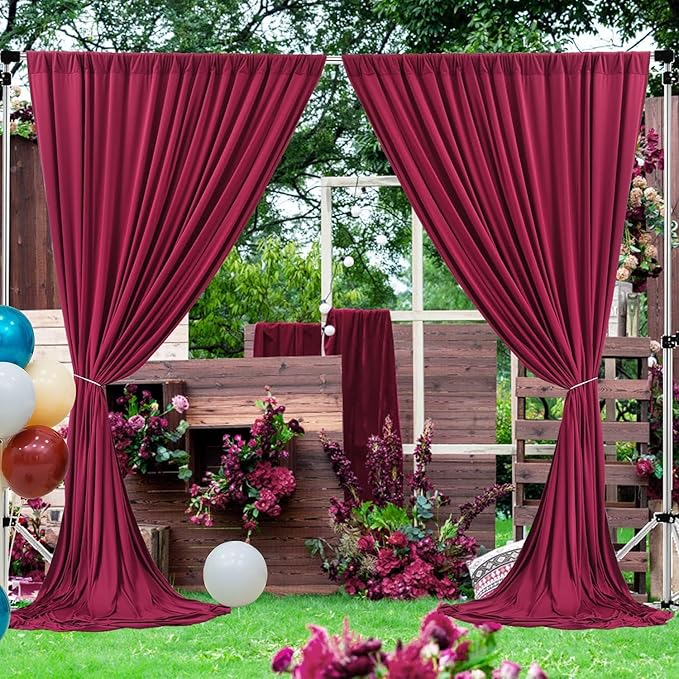 10x8ft Wrinkle Free Burgundy Backdrop Curtain Maroon Backdrop Drapes, Thick Fabric Wedding Curtains Party Background for Baby Shower Birthday Parties
