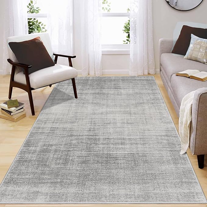Enkor Area Rugs 4x6 Washable Non Slip Abstract Soft Rugs for Living Room Bedroom, Modern Mat for Kitchen Entryway Light Grey