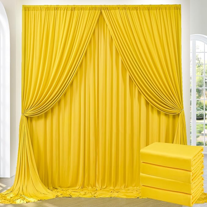 20ft x 10ft Wrinkle Free Yellow Backdrop Curtains for Parties, Thick Fabric Lemon Backdrop Drapes for Weddings Bee Sunflower Birthday Background Baby Shower Decorations