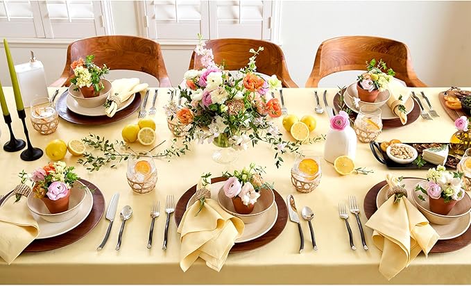 Solino Home Linen Tablecloth 60 x 132 Inch - 100% Pure Linen Golden Straw Table Cloth for Rectangle Tables - Fete, Machine Washable Tablecloth for Fall, Autumn, Thanksgiving