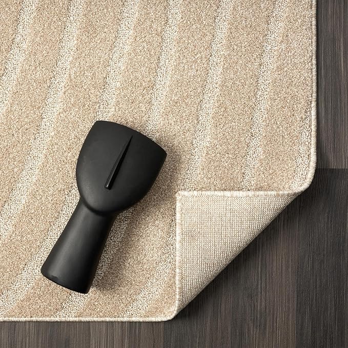 LUXE WEAVERS Modern Geometric Wave Beige 5x7 Area Rug